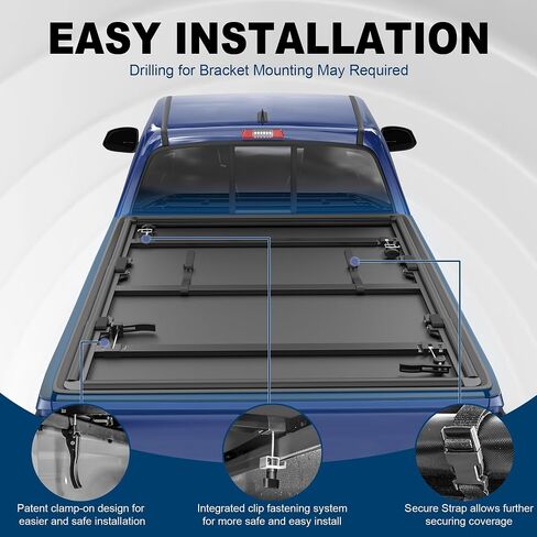 KUIPERAUTO 5 FT Roll-Up Soft Vinyl Truck Bed Tonneau Cover Fleetside w/Led Lamp Compatible for 2016-2023 Toyota Tacoma Extra Short On Top in Saudi Arabia
