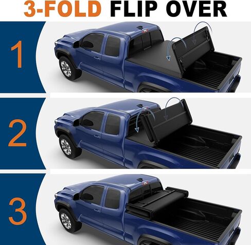 KUIPERAUTO 5 FT Roll-Up Soft Vinyl Truck Bed Tonneau Cover Fleetside w/Led Lamp Compatible for 2016-2023 Toyota Tacoma Extra Short On Top in Saudi Arabia