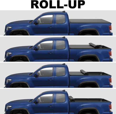 KUIPERAUTO 5 FT Roll-Up Soft Vinyl Truck Bed Tonneau Cover Fleetside w/Led Lamp Compatible for 2016-2023 Toyota Tacoma Extra Short On Top in Saudi Arabia
