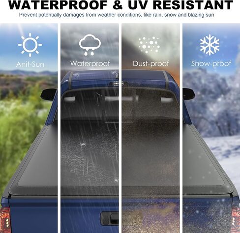 KUIPERAUTO 5 FT Roll-Up Soft Vinyl Truck Bed Tonneau Cover Fleetside w/Led Lamp Compatible for 2016-2023 Toyota Tacoma Extra Short On Top in Saudi Arabia