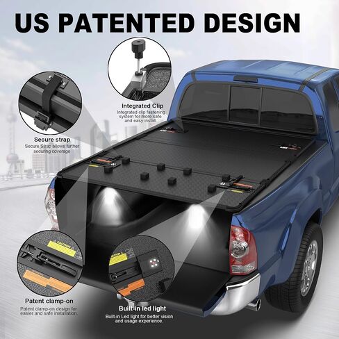 KUIPERAUTO 5 FT Roll-Up Soft Vinyl Truck Bed Tonneau Cover Fleetside w/Led Lamp Compatible for 2016-2023 Toyota Tacoma Extra Short On Top in Saudi Arabia