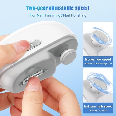 مقص أظافر كهربائي أوتوماتيكي من Yibosoar مع ضوء LED وسرعتين، قاطع أظافر وملمع 2 في 1 لتخزين قصاصات الأظافر، أداة تشذيب أظافر آمنة قابلة لإعادة الشحن للأطفال وكبار السن وهدية للبالغين in Kuwait
