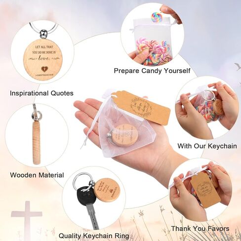Tatuo 30 Sets Christian Keychains Bulk Religious Bible Verse Keychain Religious Gifts for Women Scripture Keychain Tag White Organza Bag for Women Men Church Favors(Round) in Saudi Arabia