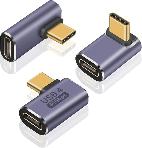 Poyiccot USB C Adapter 40Gbps, 3Pack 90 Degree USB C Adapter PD, Right Angle USB C Adapter 100W, 8K Video Type C Extender Support USB 4 Cable for Thunderbort 4/3, USB C, HUB, Docking, Tablet in Saudi Arabia