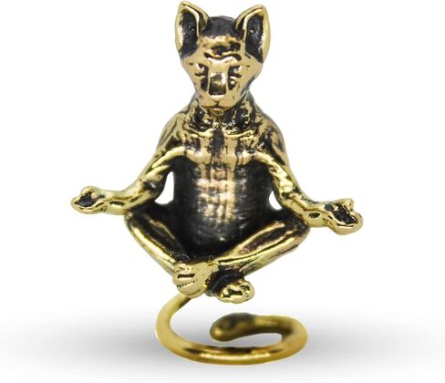 Bonsai Figurine Meditating Cat Sphinx Small Kitten Brass Collectible Tiny Metal Decorative Sculpture in Saudi Arabia