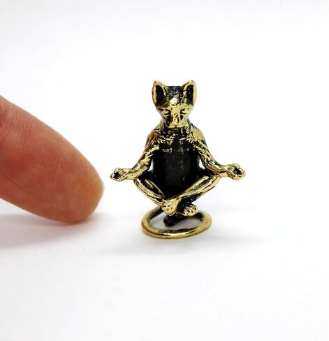 Bonsai Figurine Meditating Cat Sphinx Small Kitten Brass Collectible Tiny Metal Decorative Sculpture in Saudi Arabia
