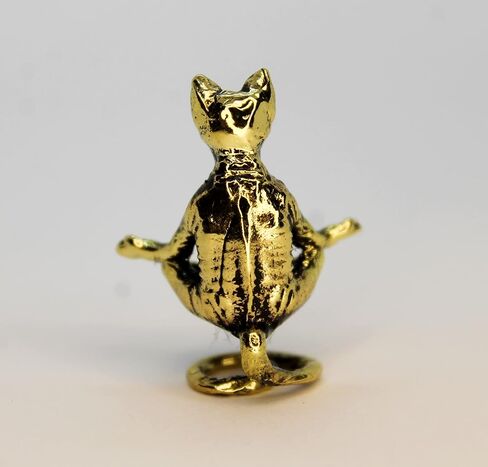 Bonsai Figurine Meditating Cat Sphinx Small Kitten Brass Collectible Tiny Metal Decorative Sculpture in Saudi Arabia