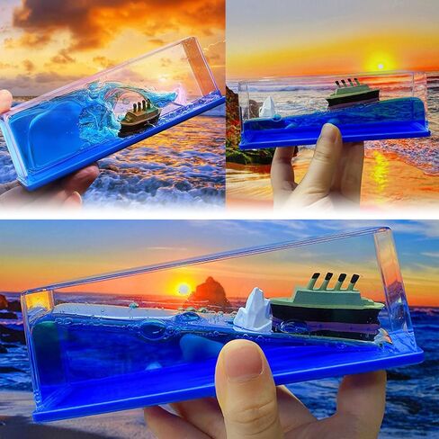 IYHDEATT Cruise Ship Fluid Drift Bottle, Unsinkable Boat in a Box, Unsinkable Cruise Ship Toy, Cruise Ship Model Decoration Desk Toy Gifts for Display Cases Home Decor (A) in Saudi Arabia