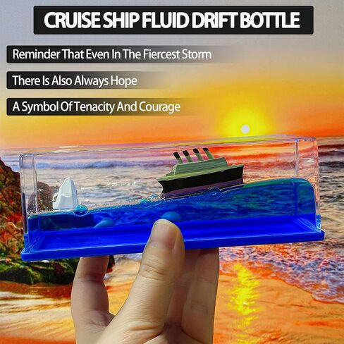 IYHDEATT Cruise Ship Fluid Drift Bottle, Unsinkable Boat in a Box, Unsinkable Cruise Ship Toy, Cruise Ship Model Decoration Desk Toy Gifts for Display Cases Home Decor (A) in Saudi Arabia