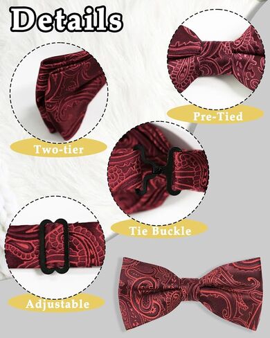 Bow Ties for Men Pre-Tied Adjustable Bow Tie Paisley Bowties for Men Boys in Saudi Arabia