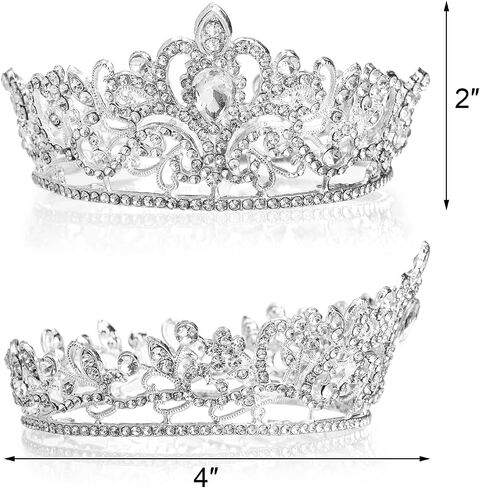 Dicunoy 2 Pack Crowns Tiaras for Little Girls, Vintage Gold Silver Crown Cake Topper, Small Crystal Diamond Princess Crown, Birthday, Prom, Christmas, Halloween Costume Party, Photo Shoot in Saudi Arabia