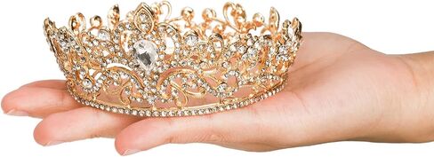 Dicunoy 2 Pack Crowns Tiaras for Little Girls, Vintage Gold Silver Crown Cake Topper, Small Crystal Diamond Princess Crown, Birthday, Prom, Christmas, Halloween Costume Party, Photo Shoot in Saudi Arabia