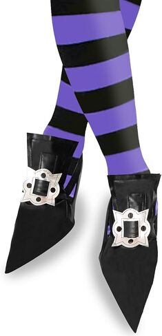 أغطية أحذية أزياء الساحرة - ملحقات أحذية وهمية مدببة شريرة للبالغين والنساء باللون الأسود in Kuwait