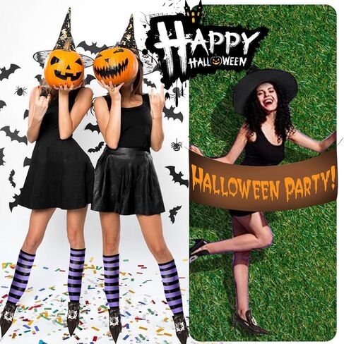 أغطية أحذية أزياء الساحرة - ملحقات أحذية وهمية مدببة شريرة للبالغين والنساء باللون الأسود in Kuwait