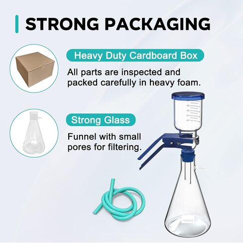 LABFISH Glass Laboratory Vacuum Filtration Distillation Apparatus,Filter Flask Set Graduated Lab Suction Apparatus for Filtering (1000ml) in Saudi Arabia