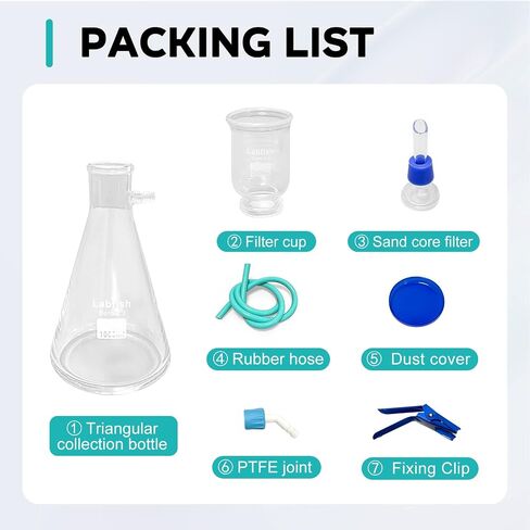 LABFISH Glass Laboratory Vacuum Filtration Distillation Apparatus,Filter Flask Set Graduated Lab Suction Apparatus for Filtering (1000ml) in Saudi Arabia
