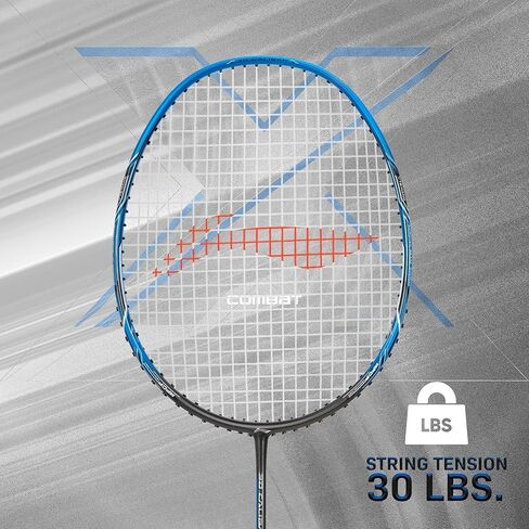 مضارب Li-Ning 3D Calibar X Combat من الجرافيت الكربوني، 85 جرامًا، 30 رطلاً من شد السلسلة وغطاء كامل مجاني in Kuwait