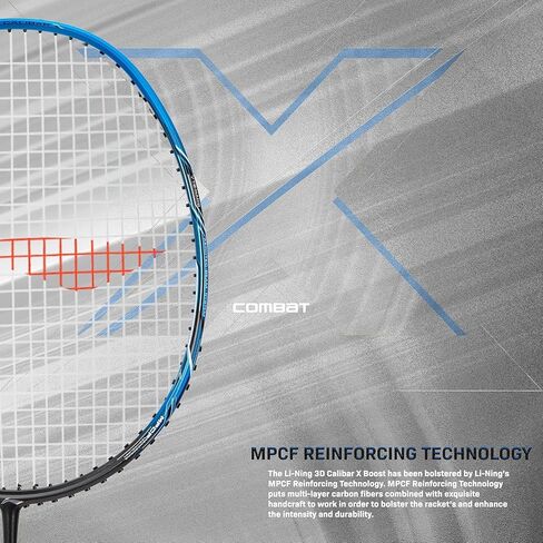 مضارب Li-Ning 3D Calibar X Combat من الجرافيت الكربوني، 85 جرامًا، 30 رطلاً من شد السلسلة وغطاء كامل مجاني in Kuwait
