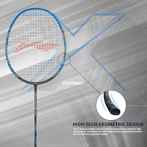 مضارب Li-Ning 3D Calibar X Combat من الجرافيت الكربوني، 85 جرامًا، 30 رطلاً من شد السلسلة وغطاء كامل مجاني in Kuwait