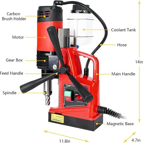 GARVEE Mag Drill Press, 1300W 1.57" Boring Diameter 2922lbf/13000N Electric Magnetic Drill with with Twist Drill Chuck for Industrial Home Improvement Power Magnetic Drill Presses in Saudi Arabia