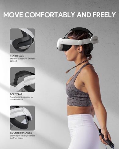 حزام رأس Aubika لـ Meta Quest 3، بديل قابل للطي لملحقات حزام Oculus Elite، دعم معزز وراحة في الواقع الافتراضي، قابل للتعديل لجميع الأعمار in Kuwait