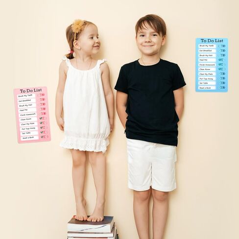 Bueovp 2 Pcs Blank Chore Chart for Kids, ADHD Tools for Kids, Chore List for Adults, Reusable Checklist Board Kids to do List Planning Board with 6 Pcs Cardstocks, Chores Slider Chart (Blue, Pink) in Saudi Arabia
