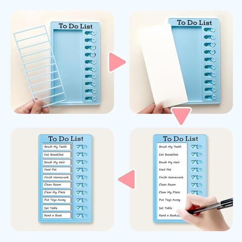 Bueovp 2 Pcs Blank Chore Chart for Kids, ADHD Tools for Kids, Chore List for Adults, Reusable Checklist Board Kids to do List Planning Board with 6 Pcs Cardstocks, Chores Slider Chart (Blue, Pink) in Saudi Arabia