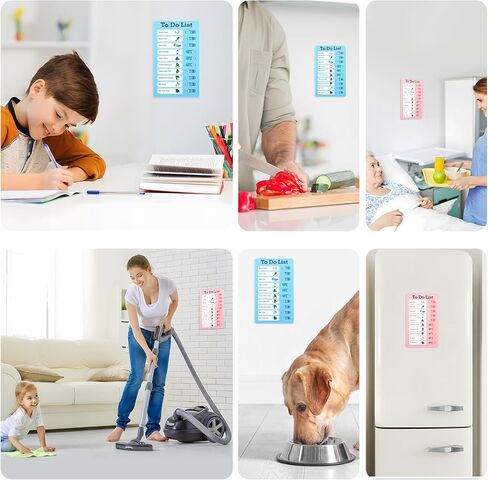Bueovp 2 Pcs Blank Chore Chart for Kids, ADHD Tools for Kids, Chore List for Adults, Reusable Checklist Board Kids to do List Planning Board with 6 Pcs Cardstocks, Chores Slider Chart (Blue, Pink) in Saudi Arabia