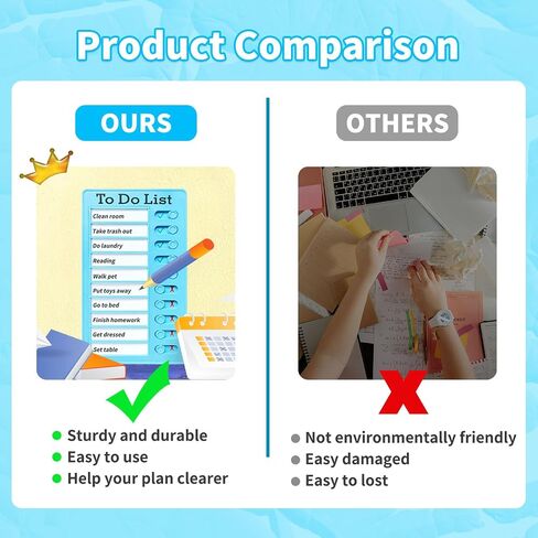 2-Piece Chores Chart for Kids - Reusable Chore List, Removable Checklist Board, Portable to Do List Visual Schedule for Multiple Kids in Saudi Arabia