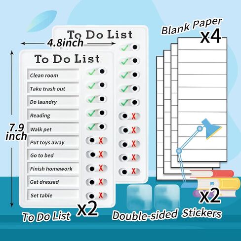 2-Piece Chores Chart for Kids - Reusable Chore List, Removable Checklist Board, Portable to Do List Visual Schedule for Multiple Kids in Saudi Arabia