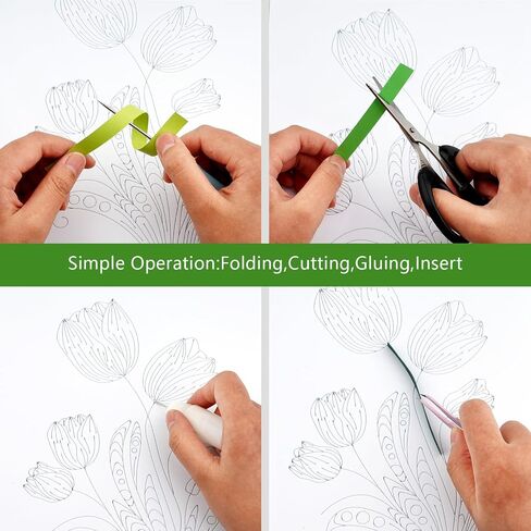 Uniquilling Quilling Kits Paper Quilling Kit for Adults Beginner, 8 * 10in Tulip Flower with Paper Quilling Tools& Using Manual, DIY Kits for Adults Paper Filigree Painting Kits Wall Art Decor in Saudi Arabia