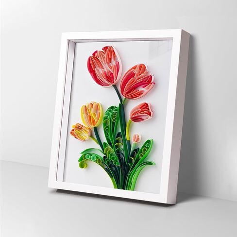 Uniquilling Quilling Kits Paper Quilling Kit for Adults Beginner, 8 * 10in Tulip Flower with Paper Quilling Tools& Using Manual, DIY Kits for Adults Paper Filigree Painting Kits Wall Art Decor in Saudi Arabia