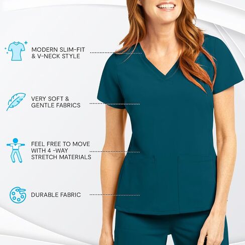 Olive & Co. Women's Medical Scrub Shirts - Modern Slim-Fit & V-Neck Style Top in Saudi Arabia