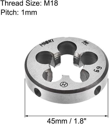 قالب مستدير متري من Uxcell M18 X 1، قالب خيط لليد اليسرى، أداة قطع معدنية لخيط لولبي من الفولاذ in Kuwait