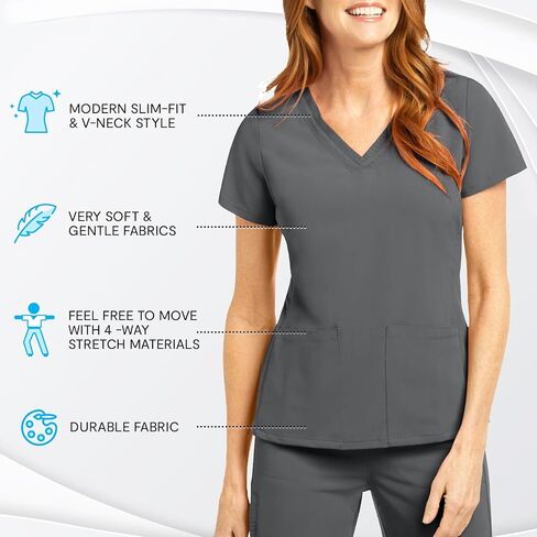 Olive & Co. Women's Medical Scrub Shirts - Modern Slim-Fit & V-Neck Style Top in Saudi Arabia