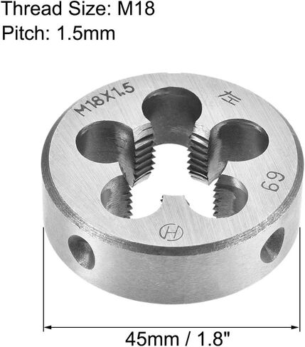 قالب مستدير متري من Uxcell M18 X 1، قالب خيط لليد اليسرى، أداة قطع معدنية لخيط لولبي من الفولاذ in Kuwait