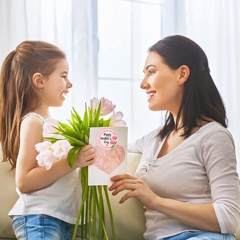 ملصقات عيد الأم السعيدة على شكل قلب مقاس 5.08 سم، علامات هدايا عيد الأم، ملصقات هدايا عيد الأم، ملصقات هدايا لحفلات عيد الأم، ملصقات لصناديق بطاقات الختم على شكل مغلف، غلاف هدايا 500 قطعة (اللون 1) in Kuwait