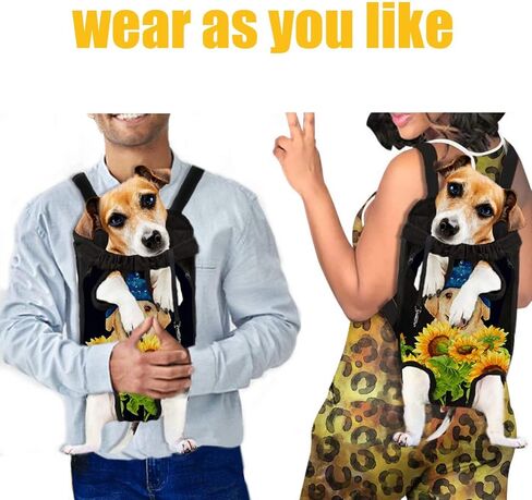 حامل حقيبة على شكل كلب من سنيليتي مع سلاسل قابلة للتعديل، حقيبة حبال كبيرة الحجم للقطط والجراء، حقيبة ظهر للخارج، مادة قماش ناعمة، سهلة التخزين والحمل، صورة عباد الشمس مطبوعة in Kuwait