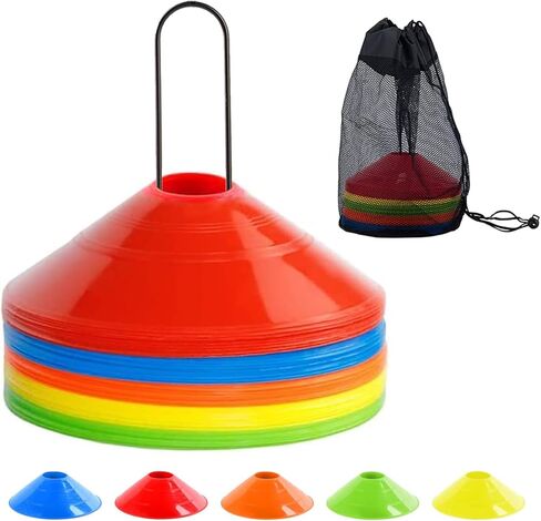 Terpollay 50 Pack Disc Cones, Soccer Cones for Drills with Mesh Bag & Holder, Soccer Training Cones for Agility Training, Soccer, Football, Kids, Field Marker in Kuwait