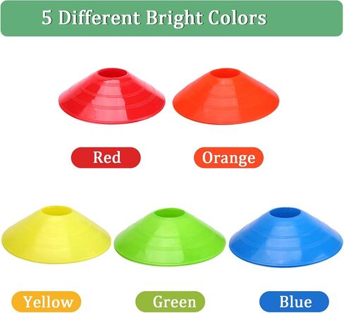 Terpollay 50 Pack Disc Cones, Soccer Cones for Drills with Mesh Bag & Holder, Soccer Training Cones for Agility Training, Soccer, Football, Kids, Field Marker in Kuwait