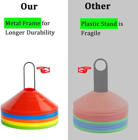 Terpollay 50 Pack Disc Cones, Soccer Cones for Drills with Mesh Bag & Holder, Soccer Training Cones for Agility Training, Soccer, Football, Kids, Field Marker in Kuwait