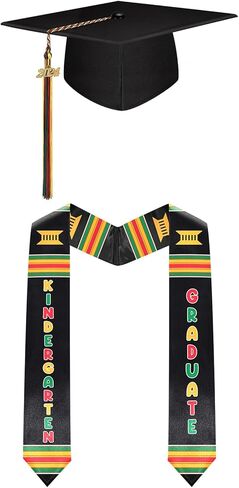 NNG قبعة التخرج لمرحلة ما قبل المدرسة وقبعة رياض الأطفال مع شرابة، مجموعة وشاح التخرج للأطفال من Kente لعام 2024 للجنسين هدايا تخرج للأطفال الصغار in Kuwait