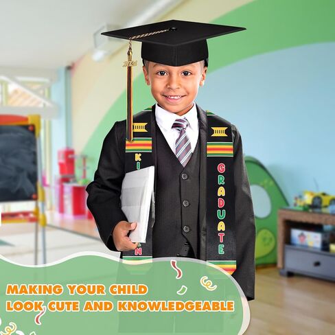 NNG قبعة التخرج لمرحلة ما قبل المدرسة وقبعة رياض الأطفال مع شرابة، مجموعة وشاح التخرج للأطفال من Kente لعام 2024 للجنسين هدايا تخرج للأطفال الصغار in Kuwait