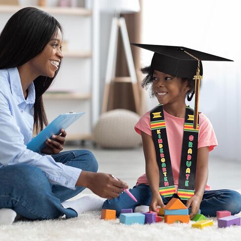 NNG قبعة التخرج لمرحلة ما قبل المدرسة وقبعة رياض الأطفال مع شرابة، مجموعة وشاح التخرج للأطفال من Kente لعام 2024 للجنسين هدايا تخرج للأطفال الصغار in Kuwait