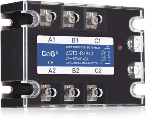 مرحل الحالة الصلبة CGELE ثلاثي الطور SSR-40DA من DC إلى مدخل تيار متردد 3-32VDC إلى الإخراج 24-480VAC 40A غطاء بلاستيكي... in Kuwait