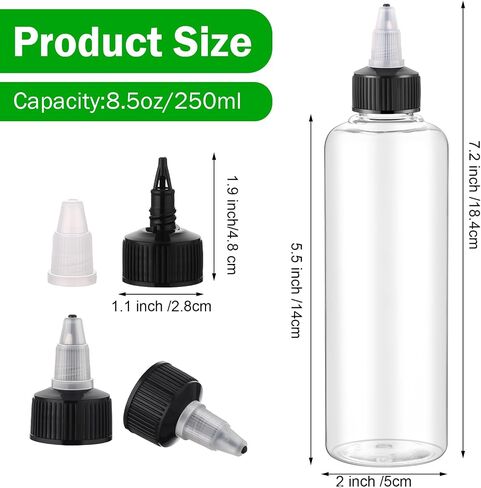 Irenare 80 Pcs Squeeze Bottles for Liquids Clear Dispensing Bottles 8.5 oz Plastic Bottles with Twist Top Caps Empty Bottles Plastic Oil Bottle Paint Ink Bottle for Liquid, Oils, Kitchen, Household in Saudi Arabia