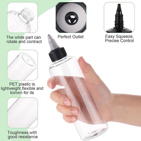 Irenare 80 Pcs Squeeze Bottles for Liquids Clear Dispensing Bottles 8.5 oz Plastic Bottles with Twist Top Caps Empty Bottles Plastic Oil Bottle Paint Ink Bottle for Liquid, Oils, Kitchen, Household in Saudi Arabia