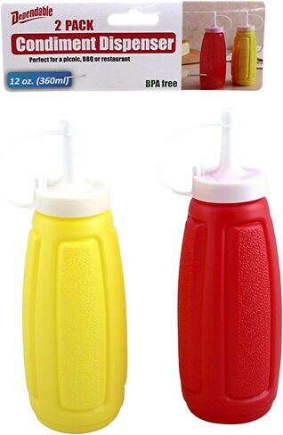 Dependable Industries inc. Essentials Set of 2 Condiment Set Mustard and Ketchup Squeeze Bottles 12 Ounce in Saudi Arabia
