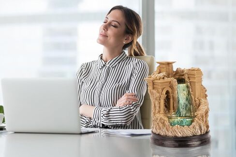 Ancient Roman Ruins Tabletop Water Fountain, 1 Foot Tall, Cascading Waterfall, with LED Light, Decorative Indoor Water Fountain, by Better Office Products in Saudi Arabia