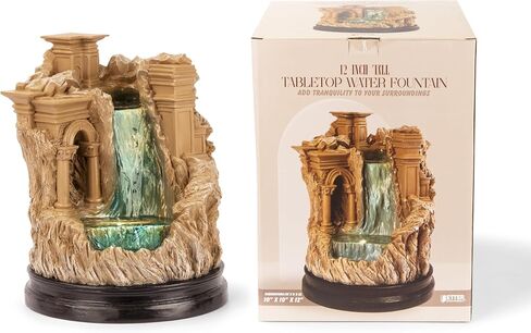 Ancient Roman Ruins Tabletop Water Fountain, 1 Foot Tall, Cascading Waterfall, with LED Light, Decorative Indoor Water Fountain, by Better Office Products in Saudi Arabia